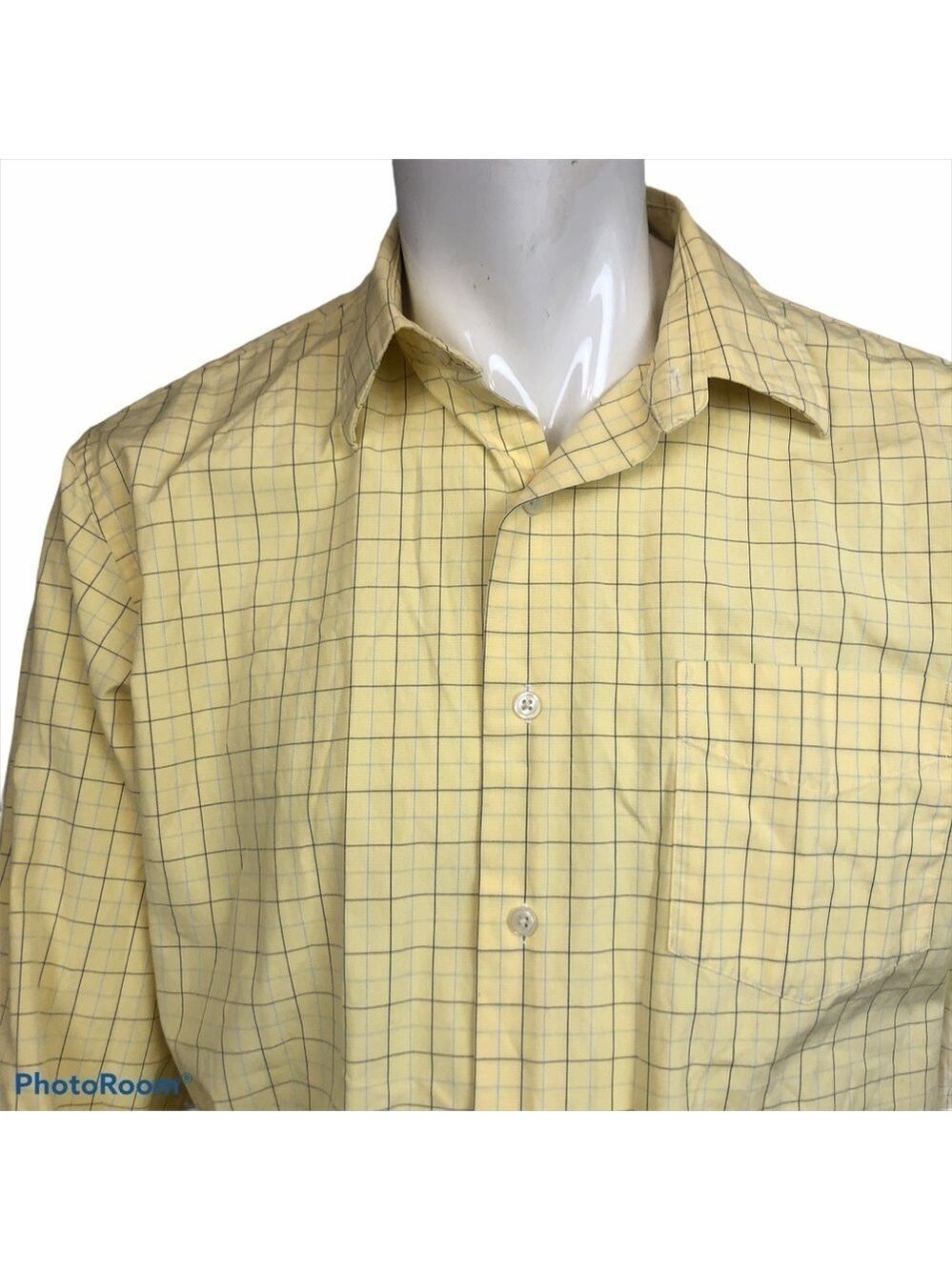 J Crew Men's Large 16-16.5 Yellow Plaid Long Sleeved Button Front Dress … - Picture 3 of 12